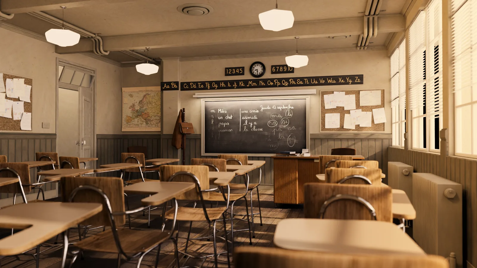 The classroom with the selected layers